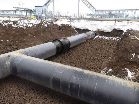 Installation of the insulating monolithic jointDN 1420 mm at the gas pipeline